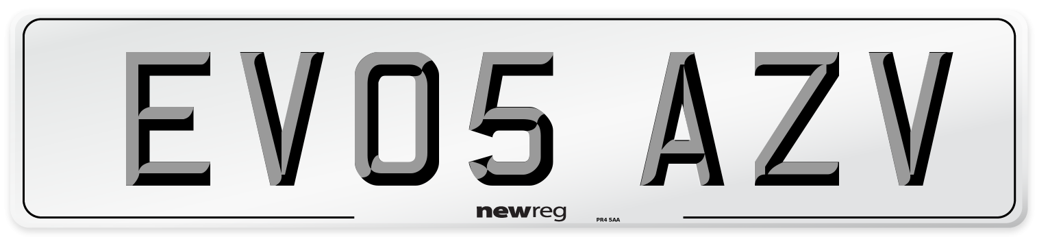 EV05 AZV Number Plate from New Reg